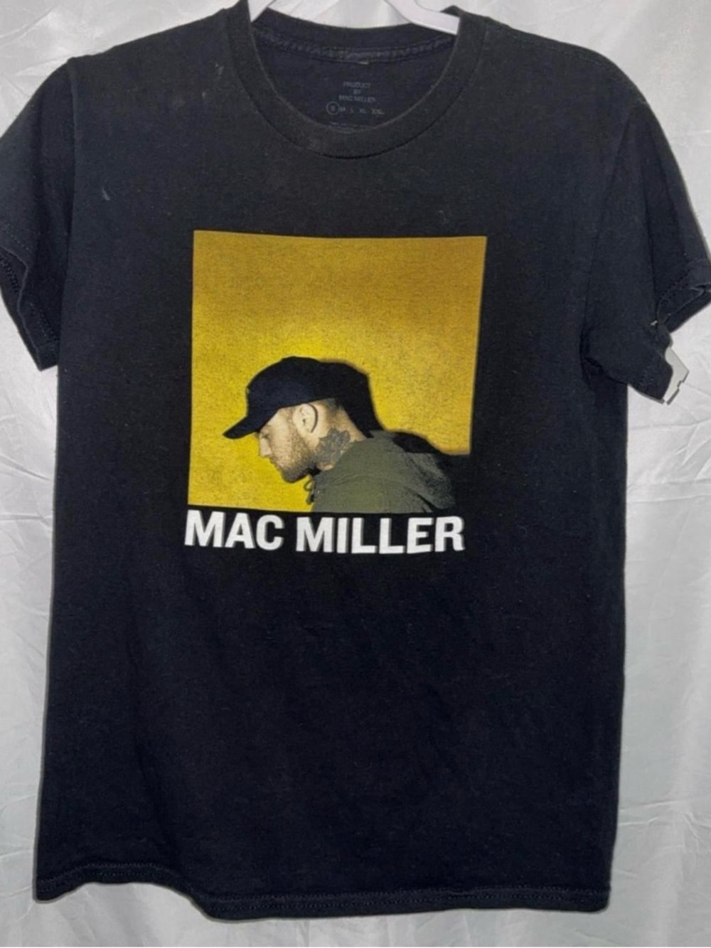 Mac Miller Graphic Tee in Black with Yellow Square Print